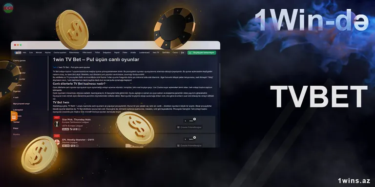 1Win TVBET bölməsində onlayn kazino oyunları mövcuddur.